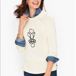 Talbots Embroidered Lobster Mockneck Sweater, size large